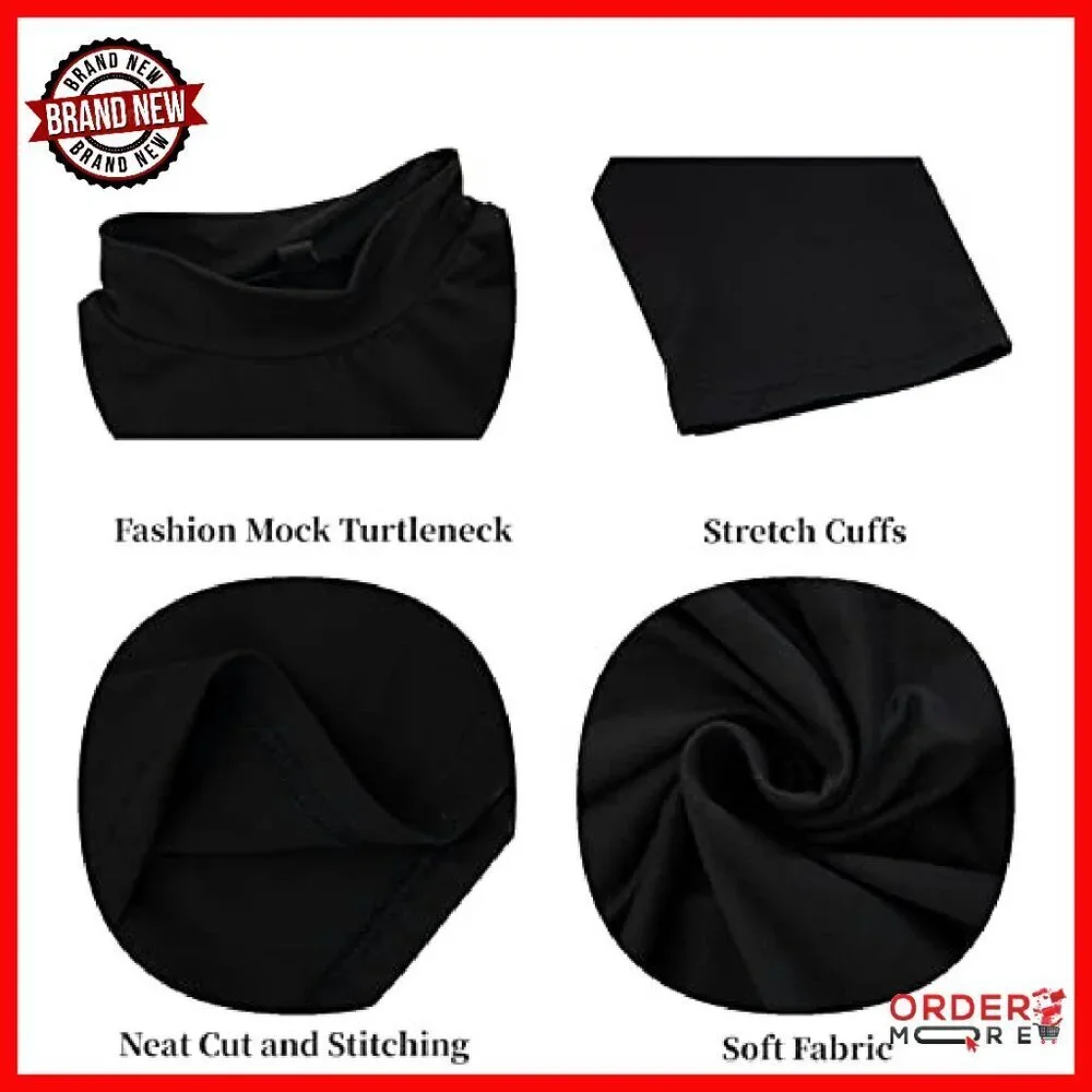 Men's Thermal Mock Turtleneck Long Sleeve Slim Fit Stretch Undershirt